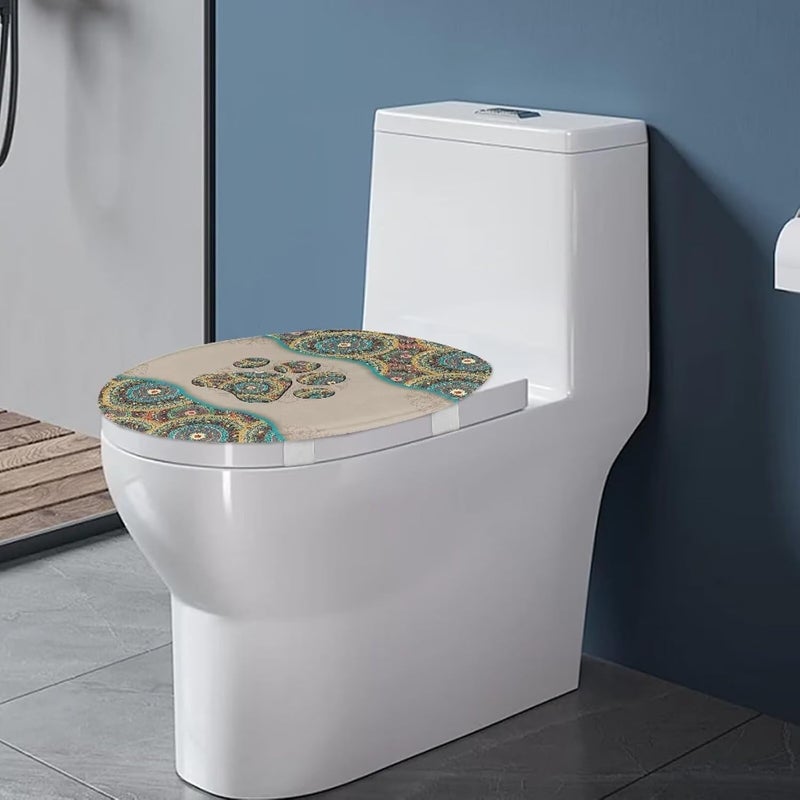 Flashideas Dog Paw Prints Toilet Lid Cover Bathroom Decoration Accessories Bathroom Toilet Lid Soft Plush Seat Covers Seat Covers Fits Most Lids for Accessories Decor - Image 4